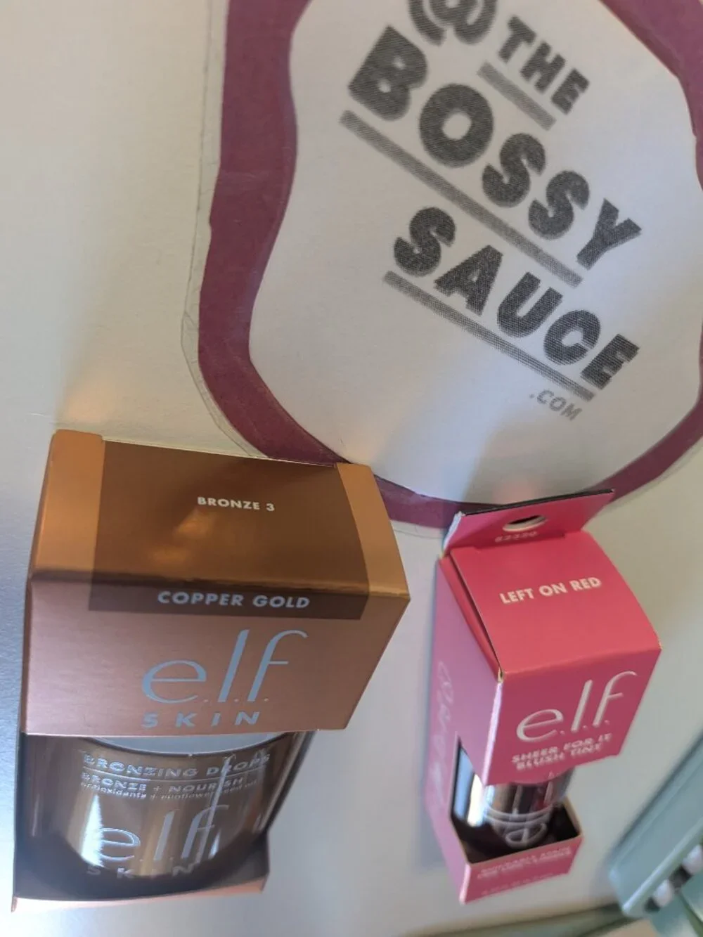 🌸 e.l.f. Sheer For It Blush Tint Left on Red & Bronzing Drops Copper Gold DUO